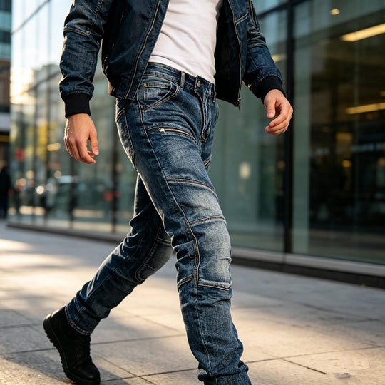 Herren Modische Jeans mit Reißverschluss-Details Shop Nory