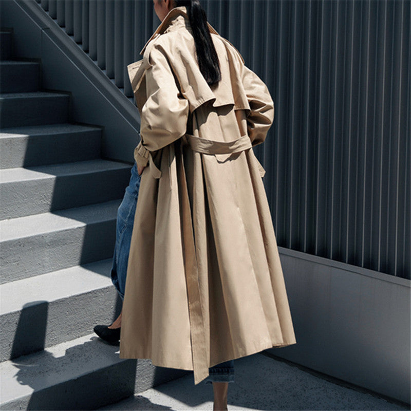 Damen Oversize-Trenchcoat mit weitem Rückensaum, Bindegürtel und Storm-Detail Shop Nory