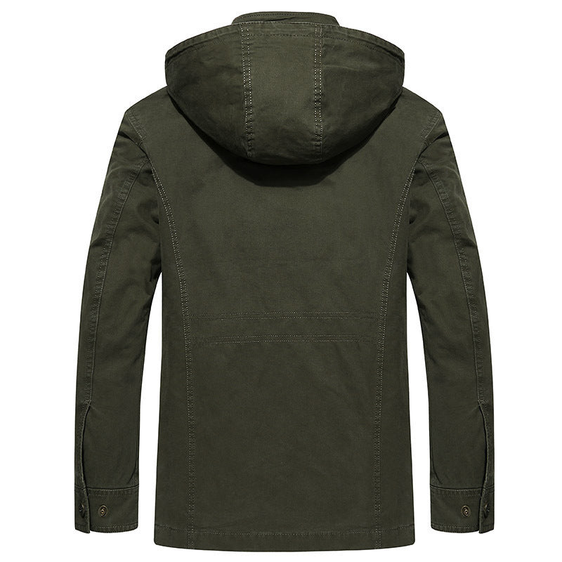 Herren robuste Canvas-Feldjacke mit Kapuze, Mehrfach-Taschen und verstärkten Nähten Shop Nory