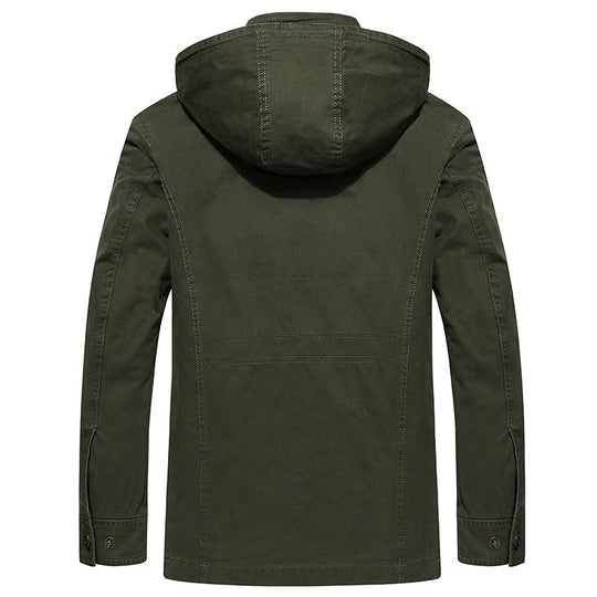 Herren robuste Canvas-Feldjacke mit Kapuze, Mehrfach-Taschen und verstärkten Nähten Shop Nory