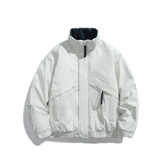 Unisex Boxy‑Wattierte Kurzjacke mit asymmetrischen Eingrifftaschen und hohem Stehkragen Shop Nory