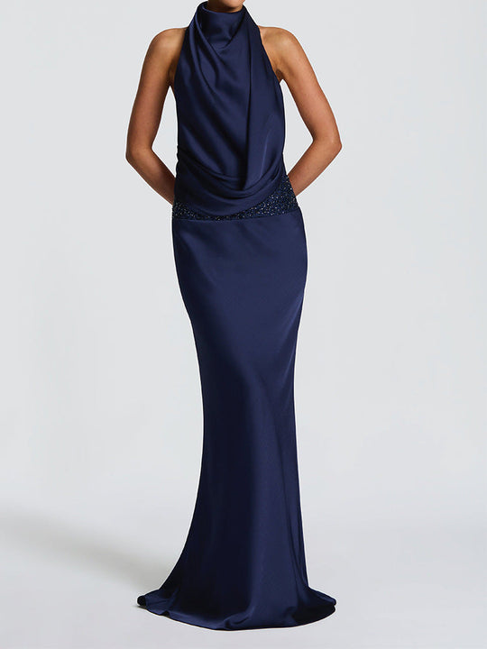 Damen Elegantes Hochzeitskleid mit schimmerndem Taillenband Shopnory