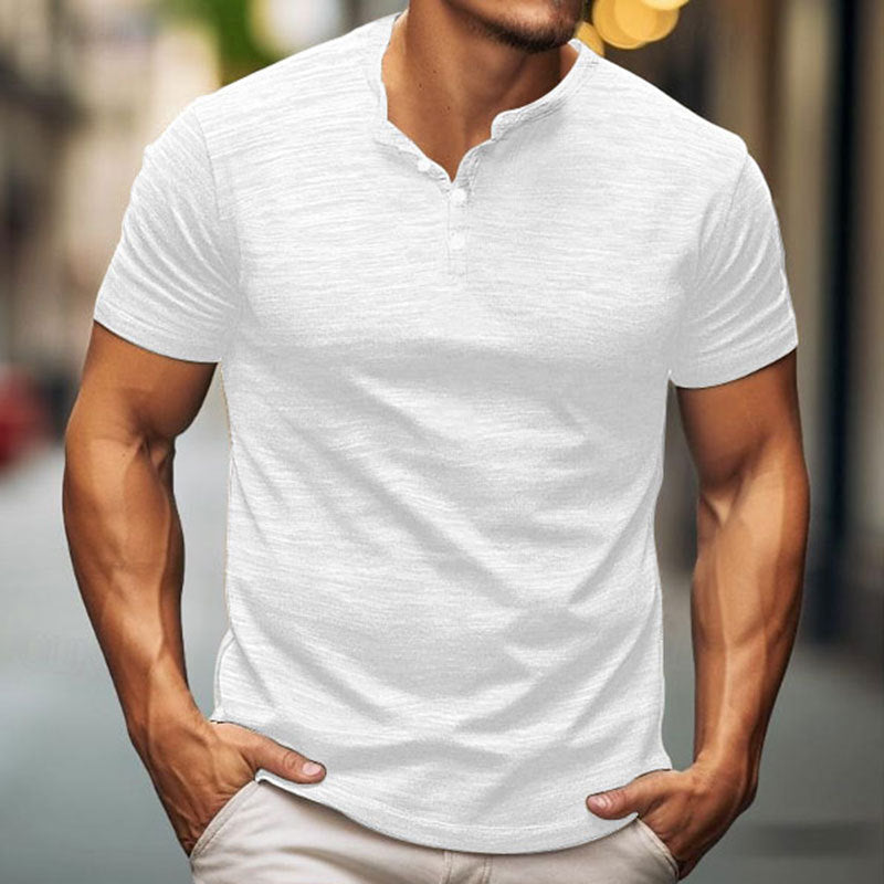 Herren Kurzarm-T-Shirt mit Knopfleiste