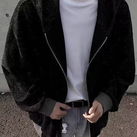 Unisex Oversized Strick-Kapuzenjacke mit Allover-Strukturmuster und Eingrifftaschen Shop Nory