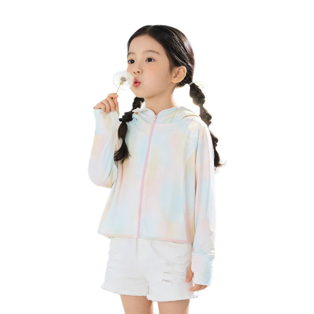 Unisex nan leichte UV-Schutz Kapuzenjacke für Kinder mit durchgehendem Reißverschluss und Daumenlöchern Shopnory