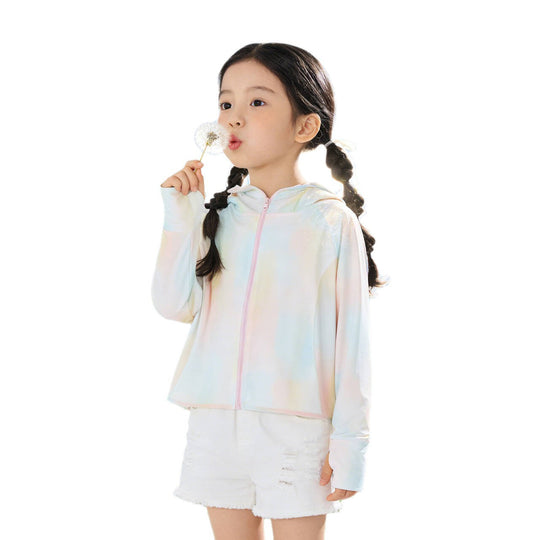 Unisex nan leichte UV-Schutz Kapuzenjacke für Kinder mit durchgehendem Reißverschluss und Daumenlöchern Shopnory