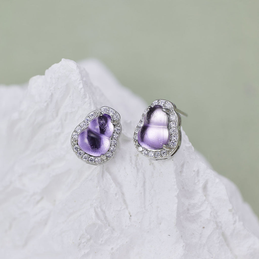 Damen Ohrringe mit luxuriösem Amethyst und funkelnden Zirkonia Shop Nory