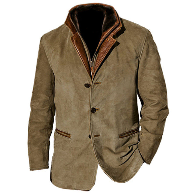 Herren Wildleder-Sakko mit herausnehmbarer Leder-Innenweste Shop Nory