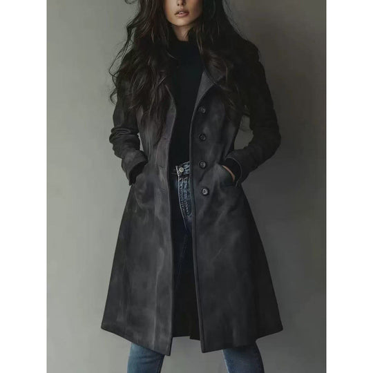 Damen Longline Wollmix-Mantel mit tailliertem Schnitt, Reverskragen und Pattentaschen Shop Nory