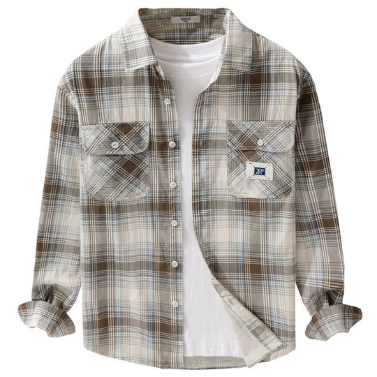 Herren Karierter Baumwoll-Überhemd im Casual-Layering‑Stil mit Pattentaschen Shop Nory