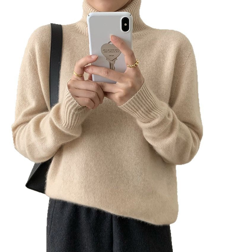 Damen Flauschiger Rollkragenpullover aus Wollmix mit gerippten Bündchen Shop Nory