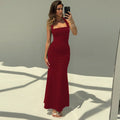 Damen Elegantes Maxikleid mit quadratischem Ausschnitt und figurbetonter Silhouette