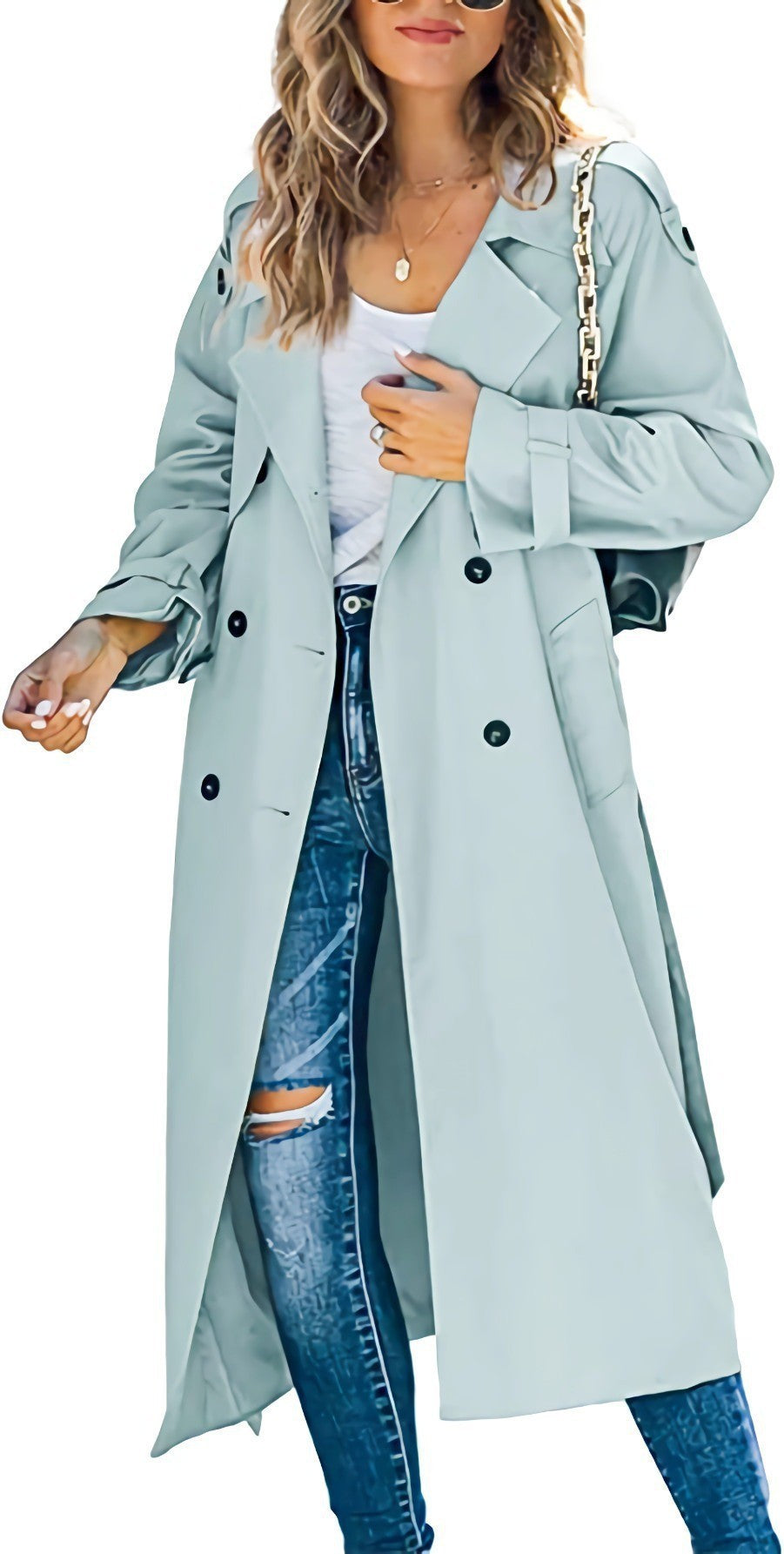 Damen Modischer Trenchcoat mit doppelter Knopfleiste und lässigem Schnitt