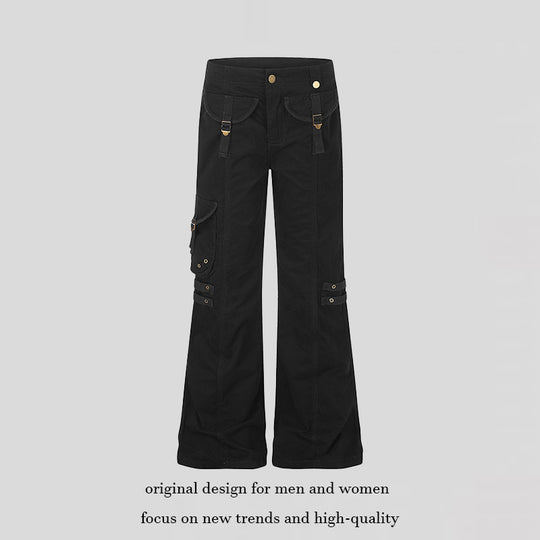 Damen weite High‑Waist Cargo‑Hose mit Utility‑Taschen und Gurt‑Details Shop Nory