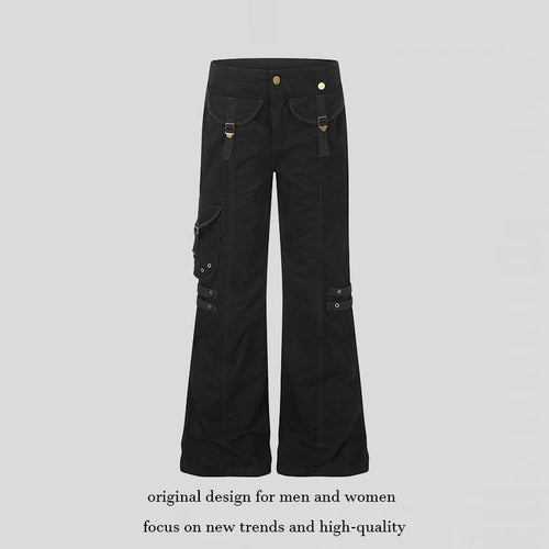 Damen weite High‑Waist Cargo‑Hose mit Utility‑Taschen und Gurt‑Details Shop Nory