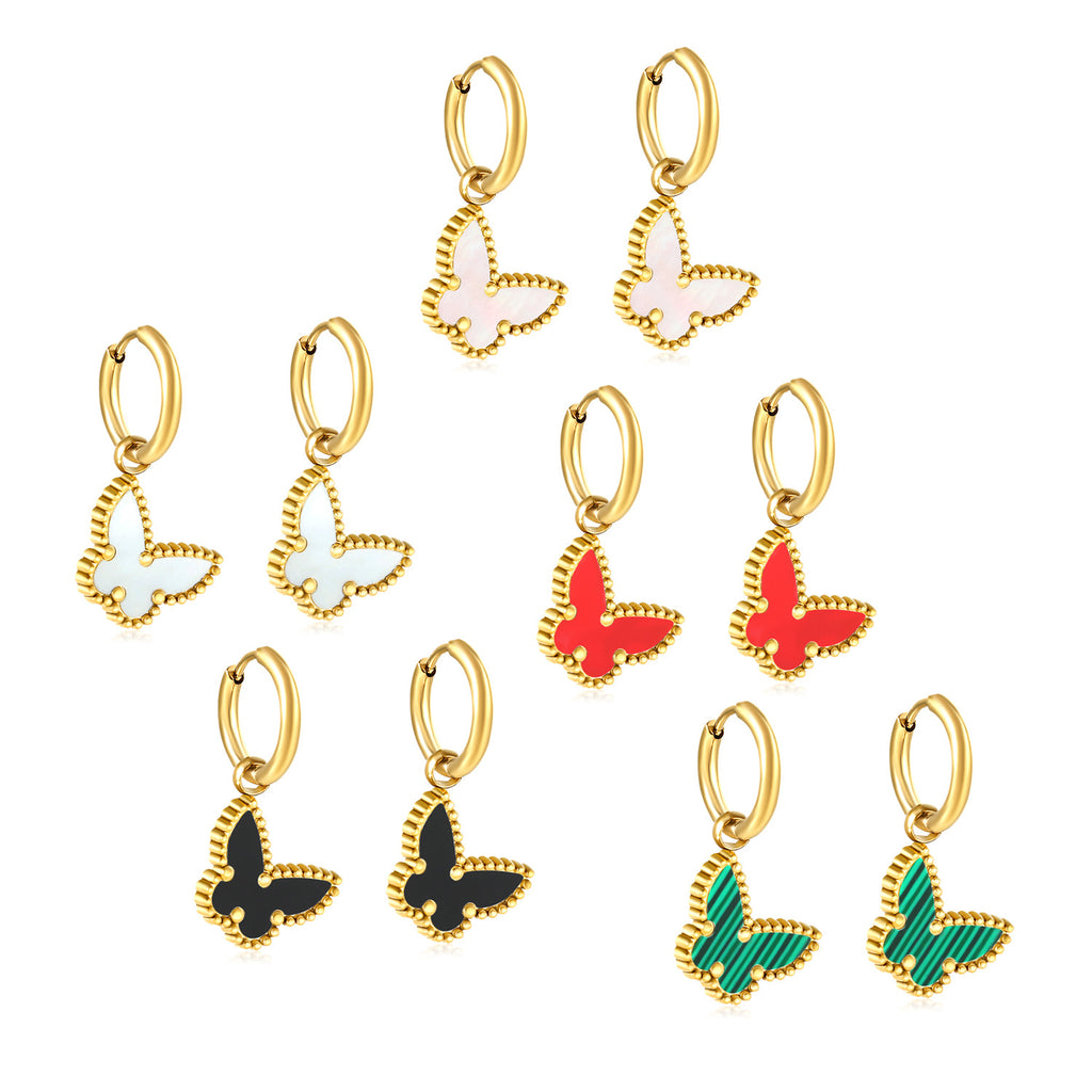 Damen Hängende Ohrstecker mit verspieltem Schmetterlingsdesign und hochwertigem goldplattierten Edelstahl Shop Nory