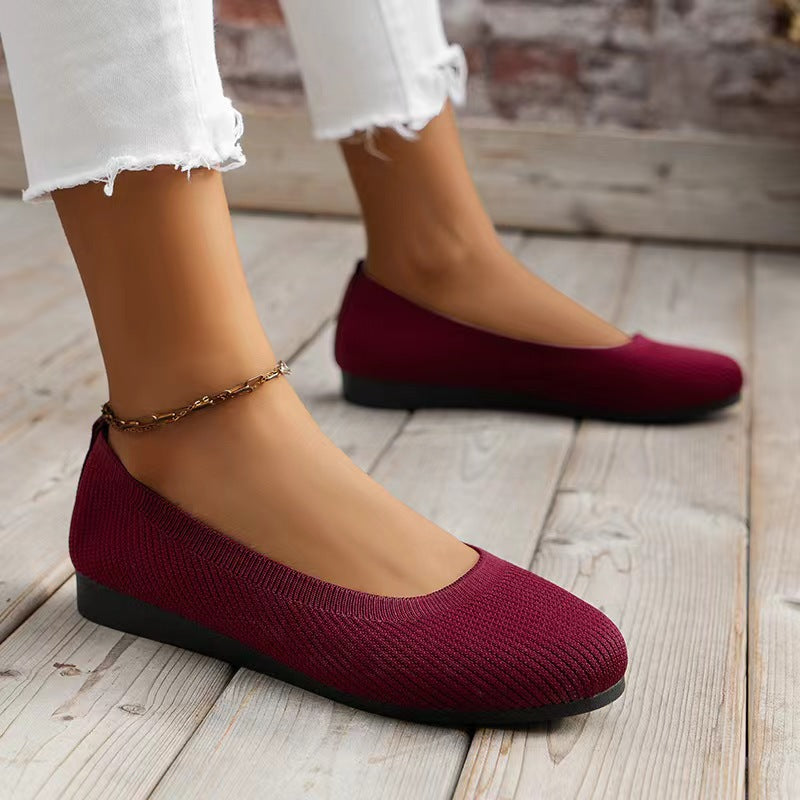 Damen bequeme Textil-Ballerinas im modernen Rippendesign Shopnory