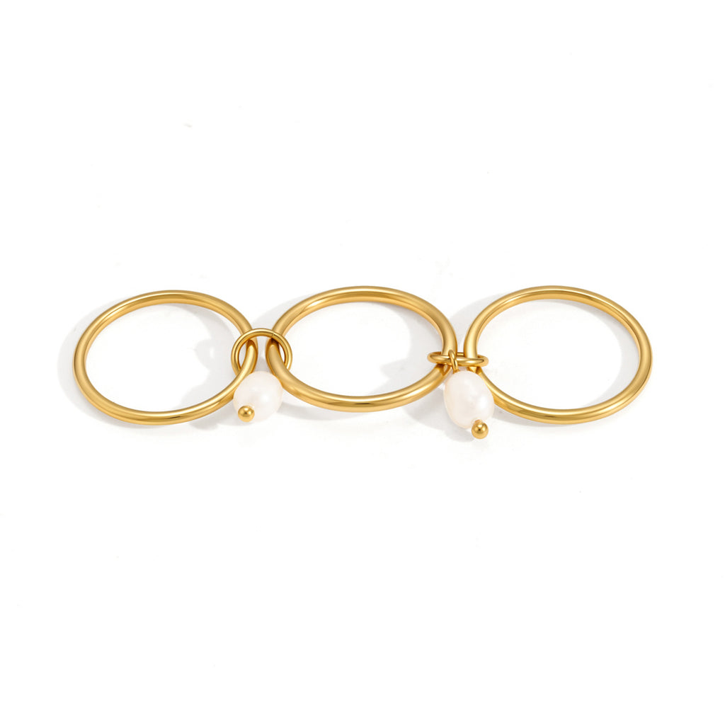 Damen Offenes Armreif mit eleganten Perlenakzenten und hochwertigem Edelstahl Shop Nory