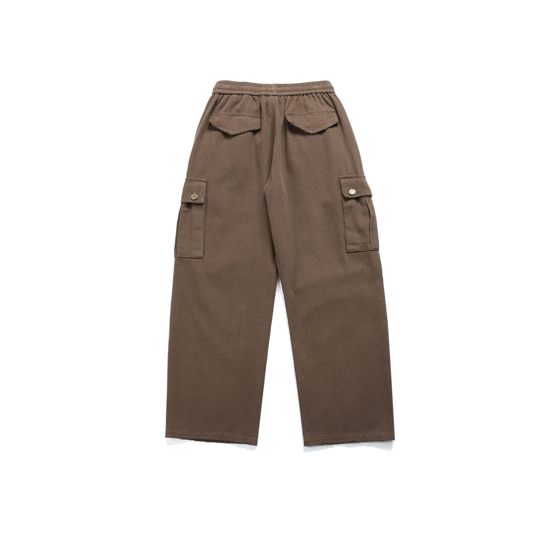 Damen High‑Waist Cargo‑Hose mit weitem Bein, elastischem Bund und Pattentaschen Shop Nory