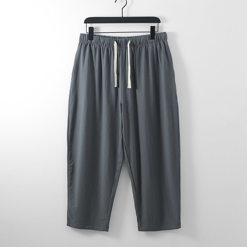 Unisex Leichte Baumwoll-Leinen Freizeithose mit elastischem Bund und Tunnelzug Shop Nory