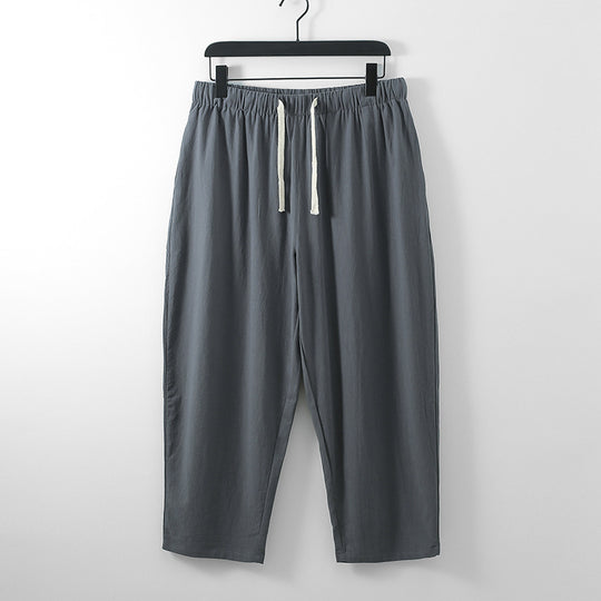 Unisex Leichte Baumwoll-Leinen Freizeithose mit elastischem Bund und Tunnelzug Shop Nory
