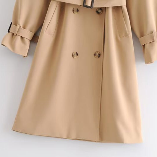 Damen Doppelreihiger Trenchcoat mit Taillengürtel und Schulterpasse Shop Nory