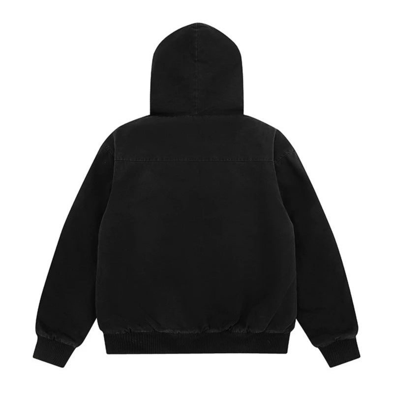 Damen wattierte Kapuzenjacke mit kunstfellfutter, Cargo‑Taschen und elastischen Bündchen Shop Nory