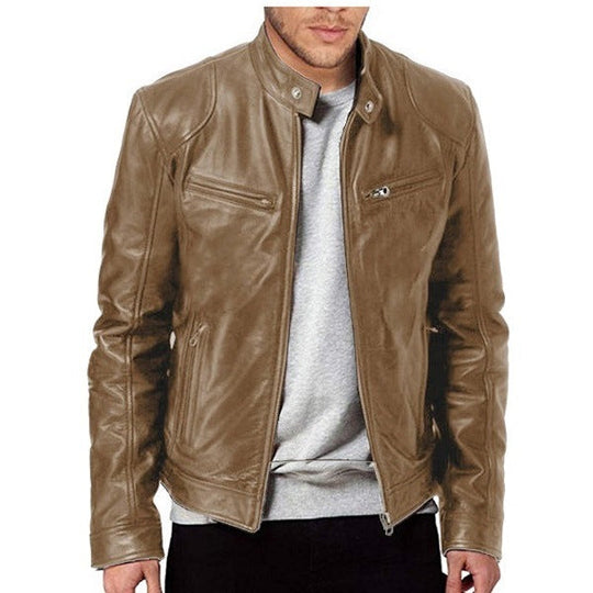 Herren Leder Bikerjacke mit asymmetrischem Reißverschluss