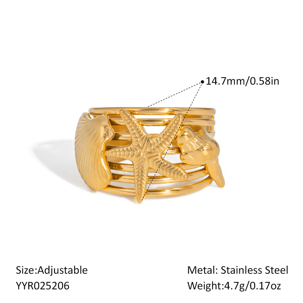 Damen Verstellbarer Sternenhaut Ring mit Edelstahlverarbeitung Shop Nory