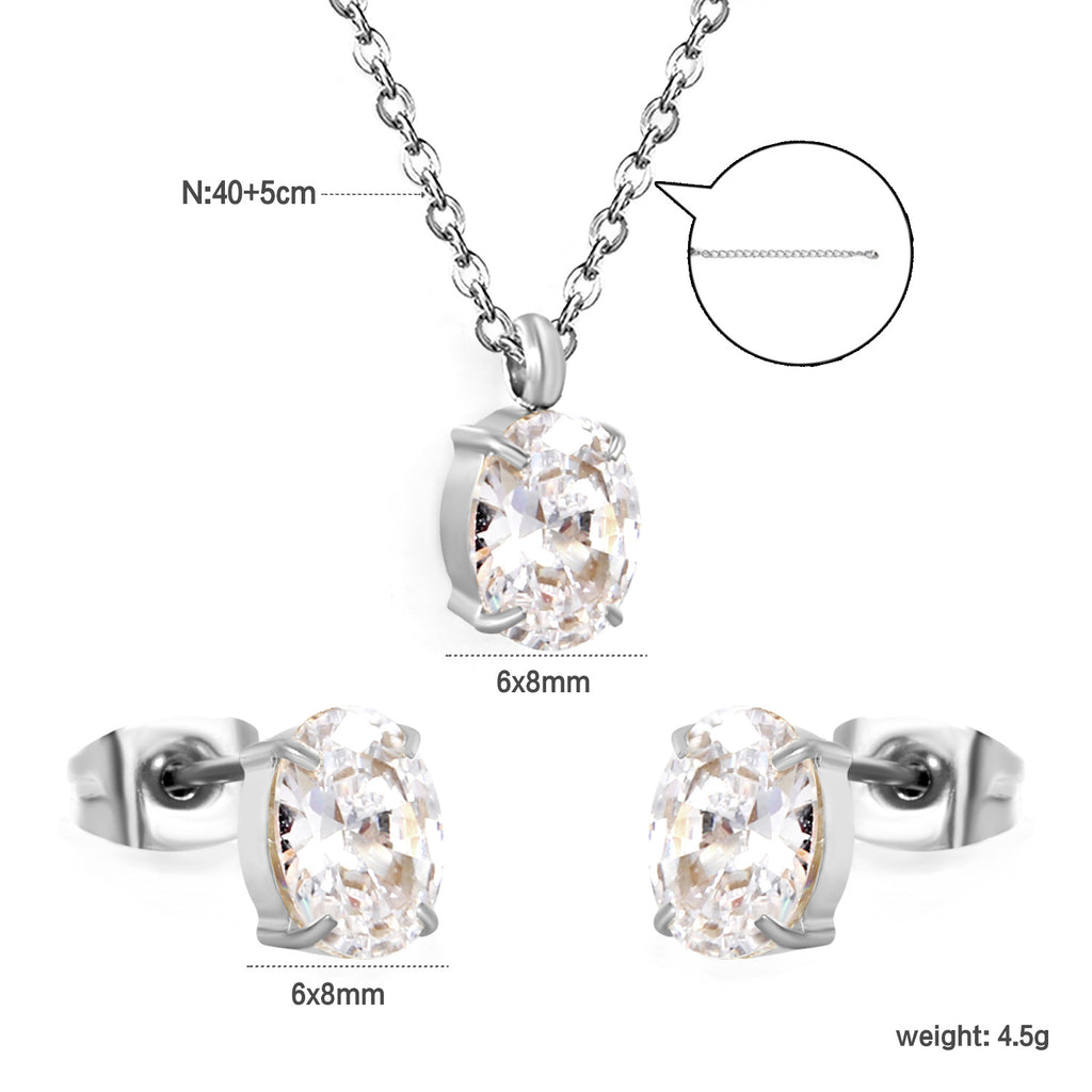 Damen Schmuckset mit funkelndem Kristall-Anhänger und eleganten Ohrsteckern Shop Nory