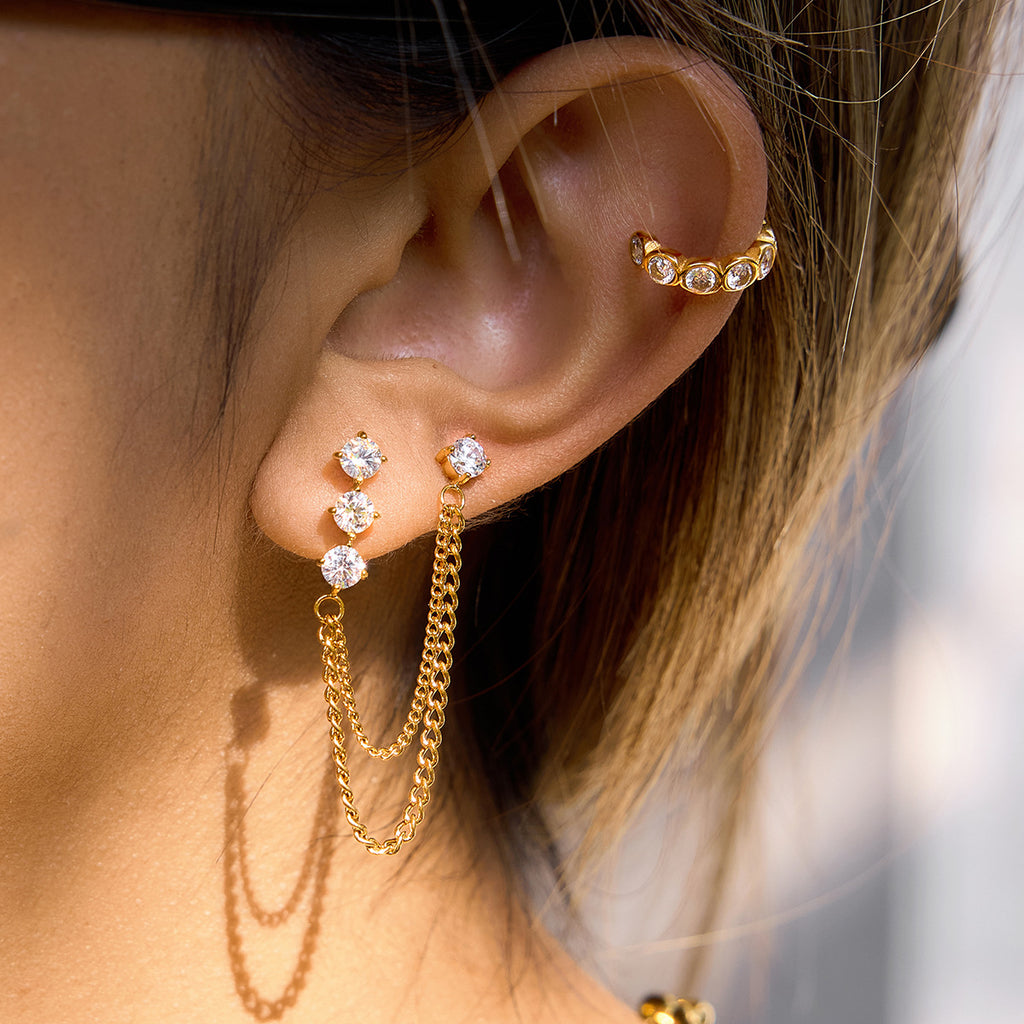 Damen Ohrhänger mit Perlenschmuck und elegantem Kettendesign Shop Nory