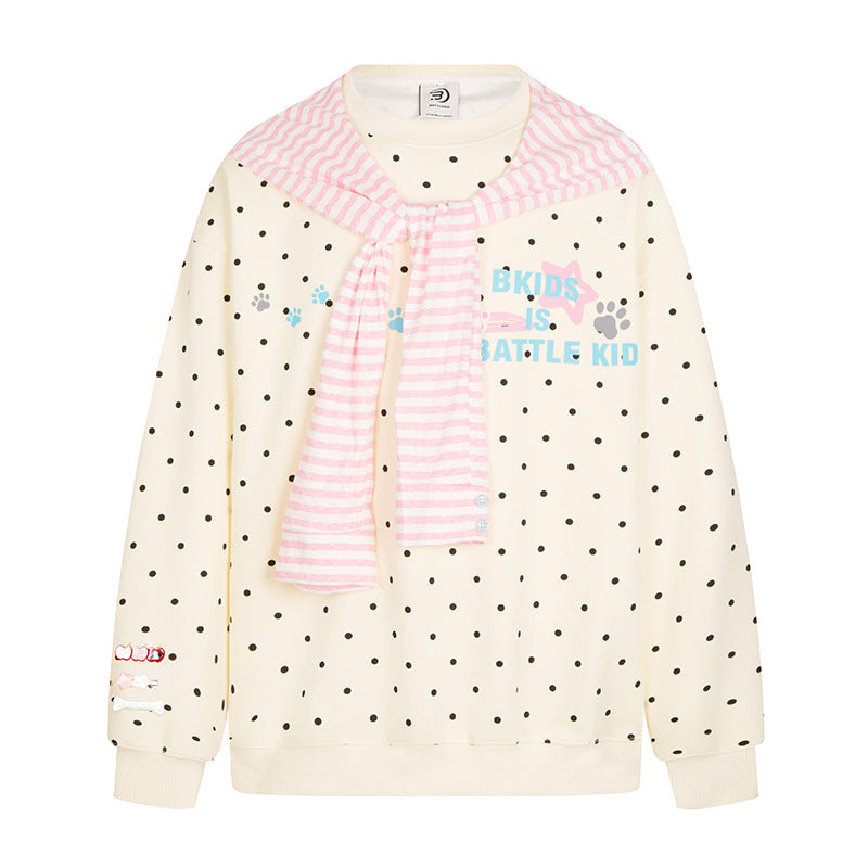 Damen Oversize-Sweatshirt mit Pünktchenmuster, integrierter Streifen-Schalapplikation und Badge-Details Shop Nory