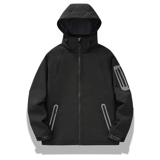 Herren wasserabweisende Softshelljacke mit Kapuze, verschweißten Reißverschlüssen und Fleecefutter Shop Nory