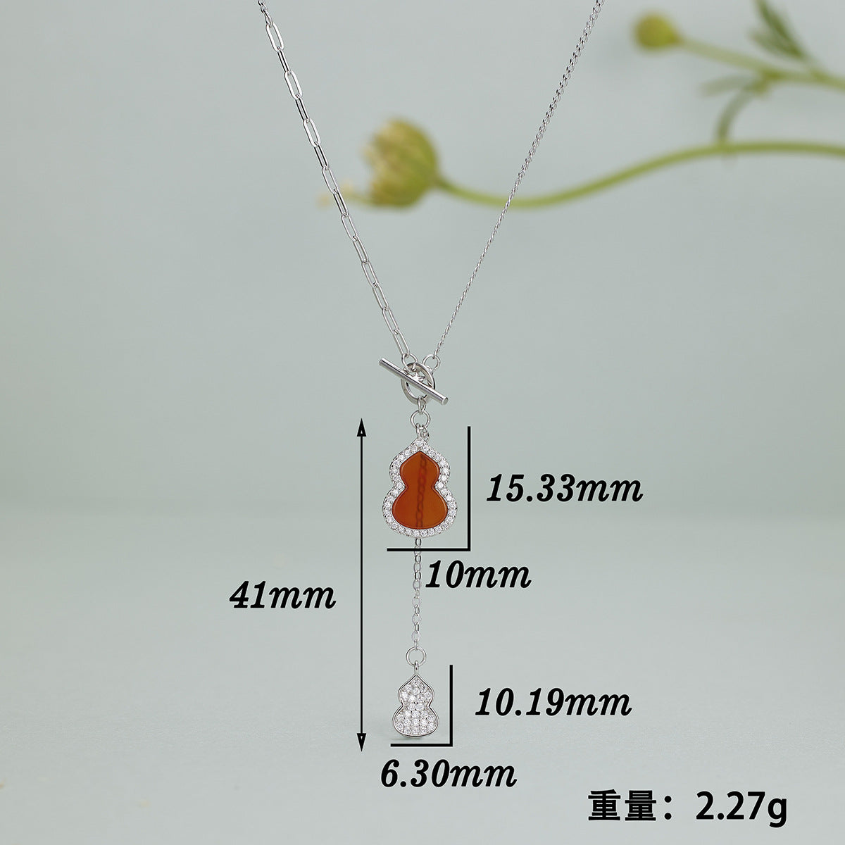 Damen Halskette mit doppelt gestaltetem Anhänger aus Halbedelstein und funkelnden Zirkonia Shop Nory