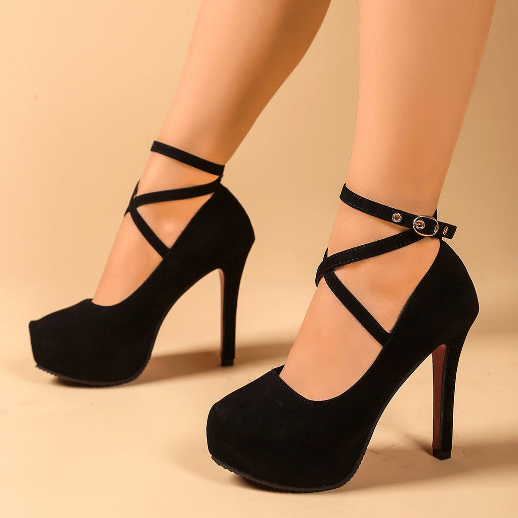 Damen High-Heels mit raffiniertem Riemendesign und geschwungenem Absatz