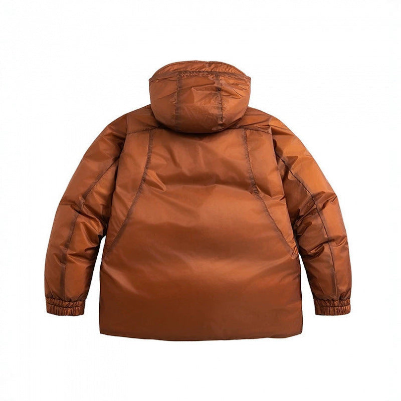 Unisex Oversize wattierte Kapuzenjacke mit schrägen Reißverschlusstaschen und verstellbarem Saum Shop Nory