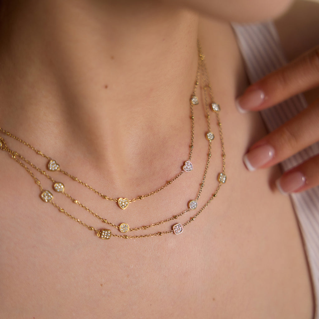 Damen Halskette mit funkelnden Zirkonia und wasserfester Edelstahlverarbeitung Shop Nory