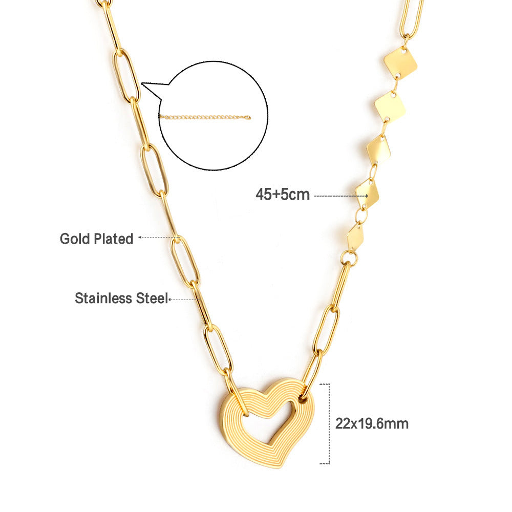 Damen Halskette mit herzförmigem Anhänger aus Edelstahl und modischem Kettendesign Shop Nory