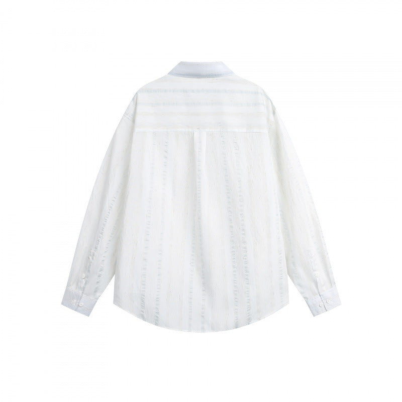 Unisex Leichtes Oversize-Hemd aus Strukturmischung mit Brusttasche und abgerundetem Saum Shop Nory