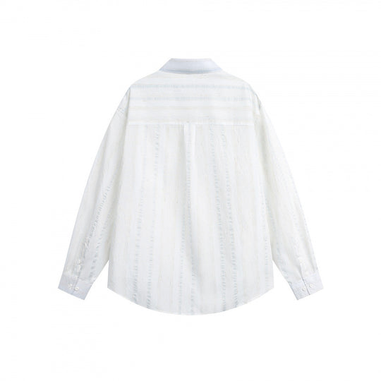 Unisex Leichtes Oversize-Hemd aus Strukturmischung mit Brusttasche und abgerundetem Saum Shop Nory