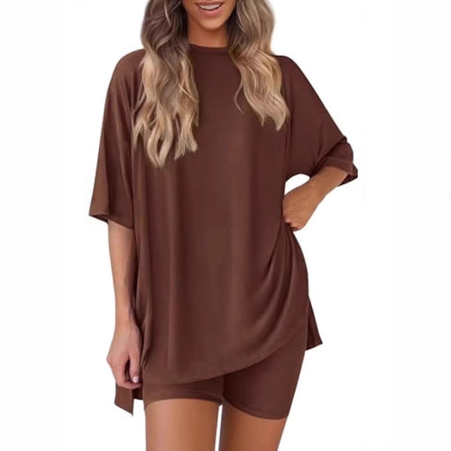 Damen lässiges Sport-T-Shirt mit Shorts im Set