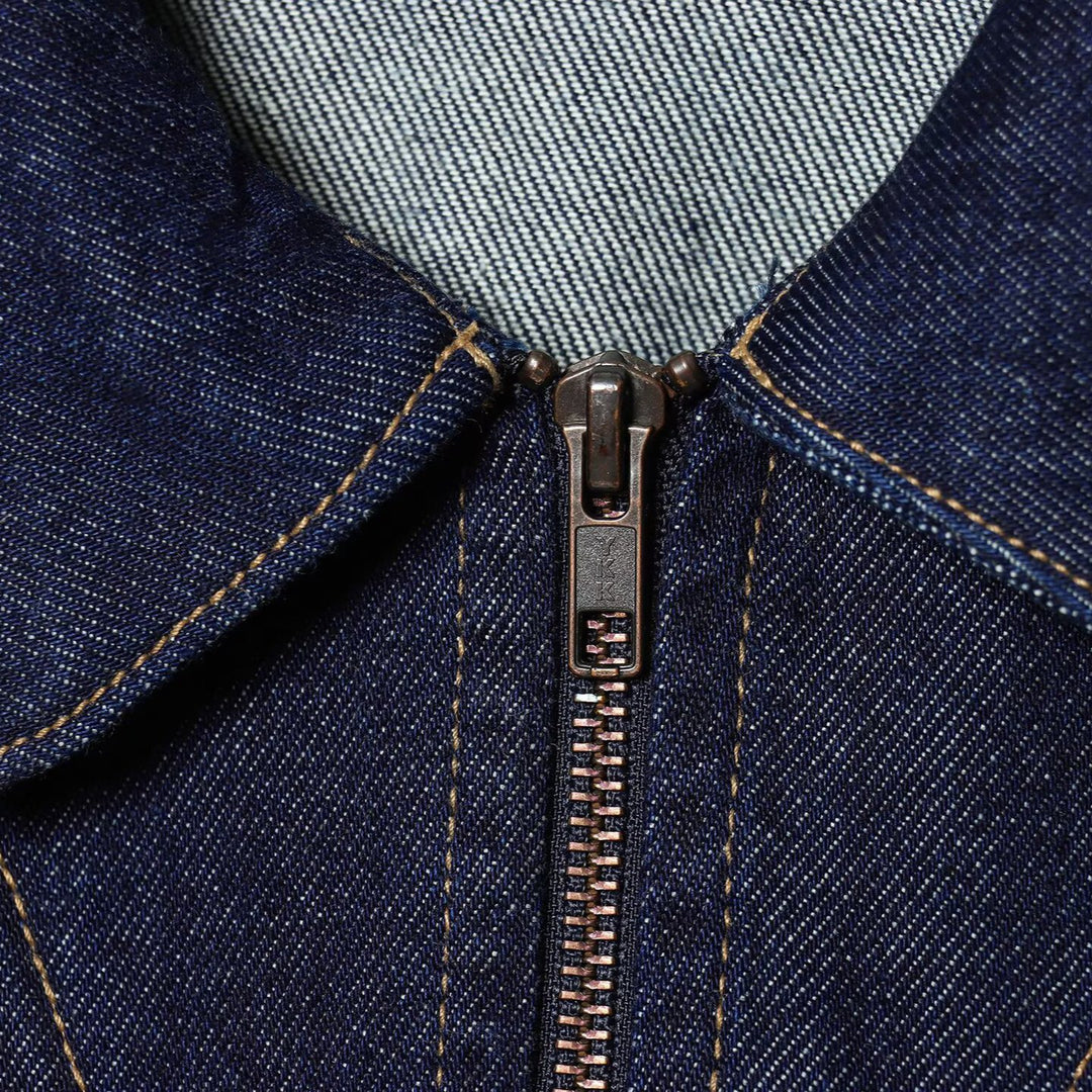Damen Cropped Jeansjacke mit Reißverschluss, taillierter Tunnelzug und Pattentaschen Shop Nory