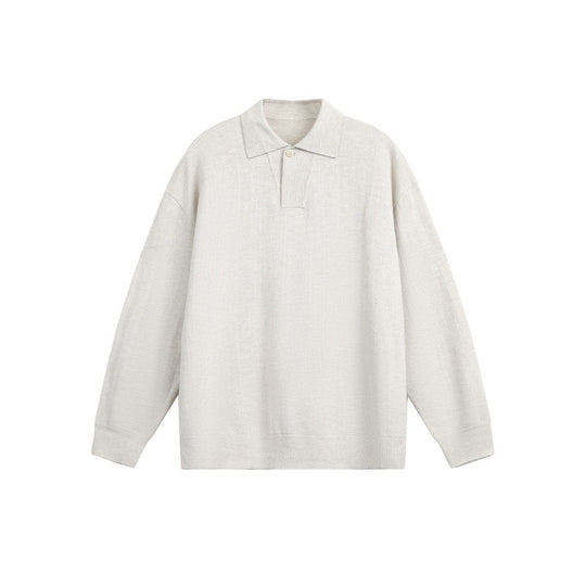 Herren Lockerer Strick-Polo-Pullover mit Knopfblende und Oversize-Schnitt Shop Nory