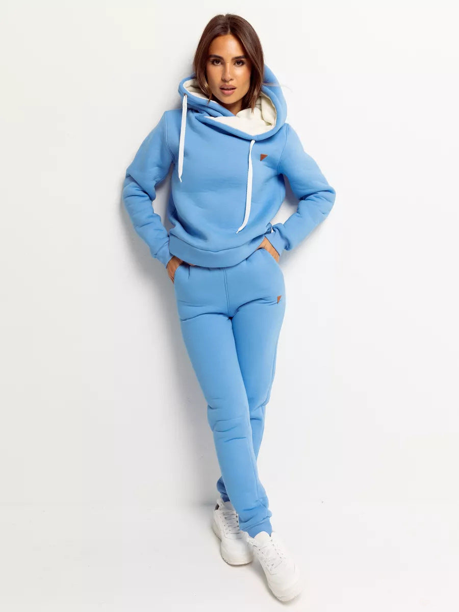 Damen Loungewear-Set mit Schalkragen-Hoodie und taillierter Jogginghose Shop Nory