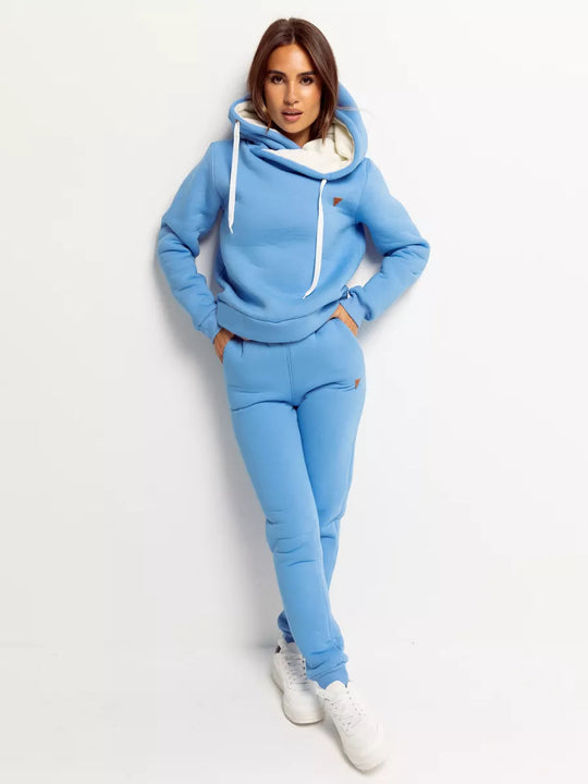 Damen Loungewear-Set mit Schalkragen-Hoodie und taillierter Jogginghose Shop Nory