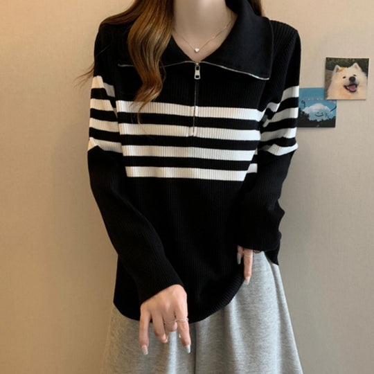 Damen Modischer Pullover mit Stehkragen und Reißverschluss Shop Nory