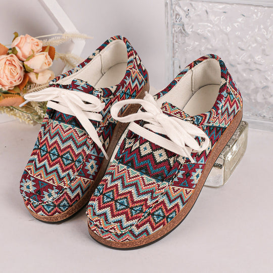 Damen Ethno-Canvas-Sneaker mit gepolstertem Fußbett und Korkoptik-Sohle Shop Nory