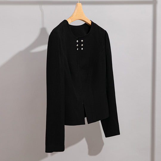 Damen Kurzblazer im minimalistischen Fit mit Perlen-Knopfbesatz und taillierter Schnitt Shop Nory