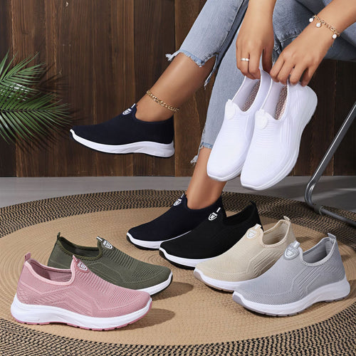 Damen Bequeme Slip-On Sneakers mit atmungsaktivem Obermaterial und gepolsterter Sohle