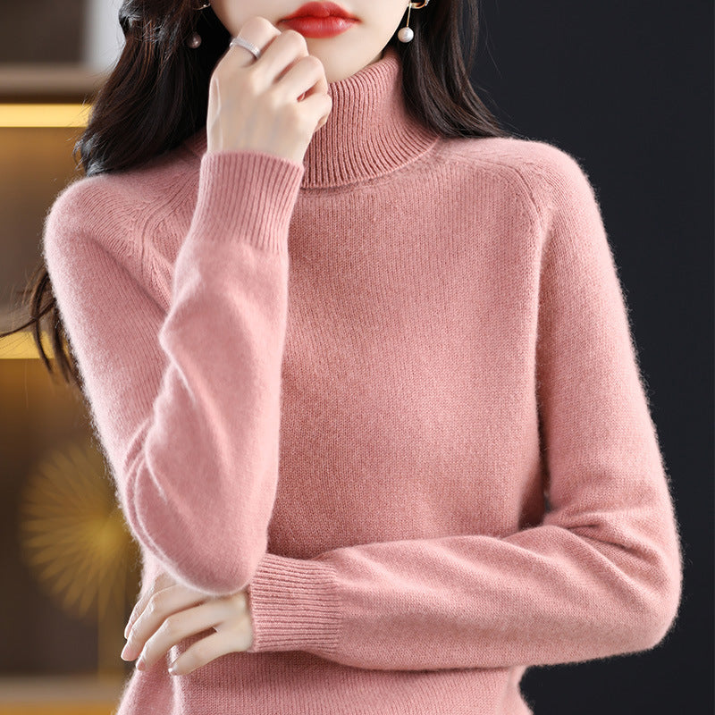 Damen Weicher Hochkragen-Pullover aus flauschigem Wollmix mit Raglanärmeln Shop Nory